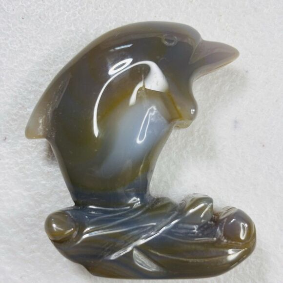 Agate Dolphin Carving Druzy Geode Agate Statue Crystal Stone - Picture 4 of 9